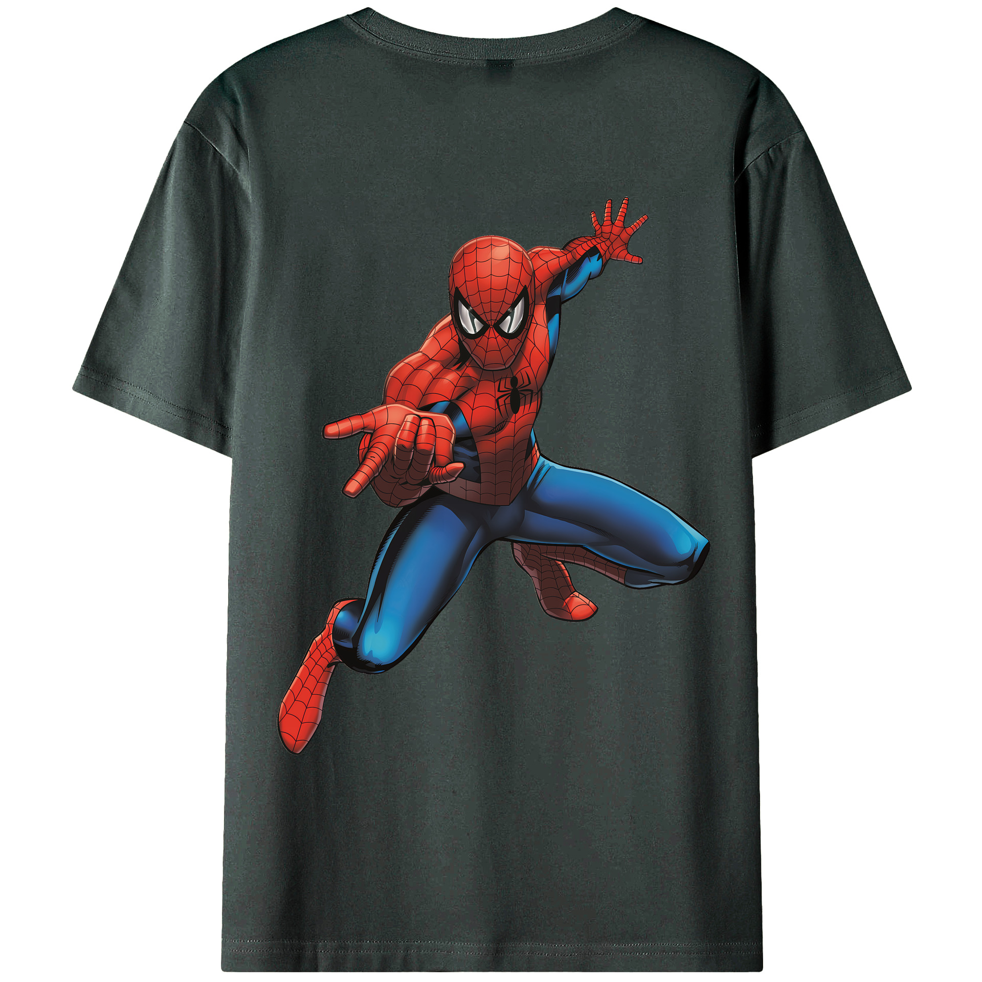 （画像用） Spider Man スパイダーマン 綿100％ メンズ半袖Tシャツ（バックプリント） 通気性